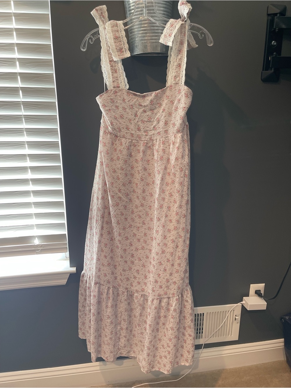 Pink Lily Pink Floral Gingham Maxi Dress